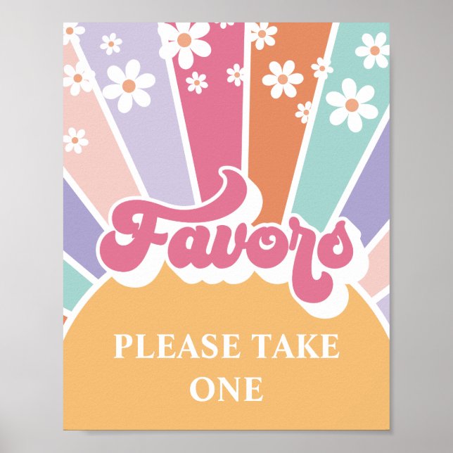 Retro Sunshine Birthday Favors Poster (Front)