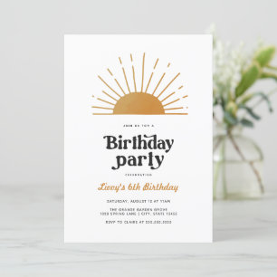 Retro Sunshine Birthday Invitation