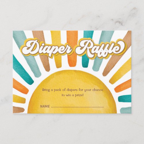 Retro Sunshine Boho Sun Baby Boy Diaper Raffle Enclosure Card