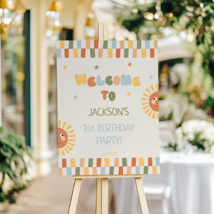 Retro Sunshine Boy 1st Birthday Welcome Sign