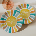 Retro Sunshine Boy Baby Shower Paper Plates<br><div class="desc">Drenched in a retro sunshine design,  this party plate is a wonderful blend of nostalgic aesthetics and contemporary functionality. The motif is a stunning array of muted yellow,  blue,  orange,  and terracotta hues that create a warm and inviting atmosphere right off the bat.</div>