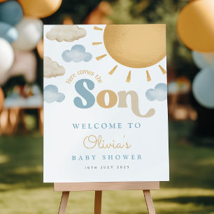 Retro Sunshine Boy Baby Shower Welcome Foam Board