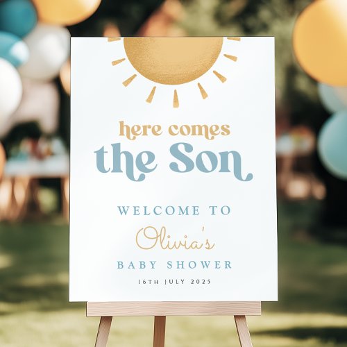 Retro Sunshine Boy Baby Shower Welcome
