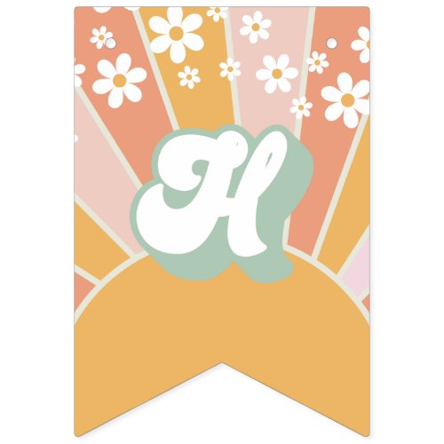 Retro Sunshine daisy boho floral birthday Banner