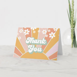 Retro Sunshine daisy boho thank you Card
