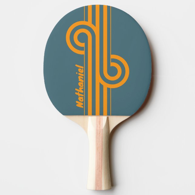 Retro Sunshine Dual Stripe Loop with Name Ping Pong Paddle (Back)