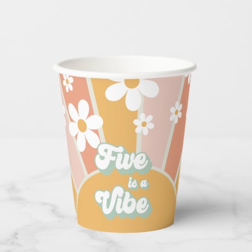 Retro Sunshine Five is a Vibe Birthday Paper Cups