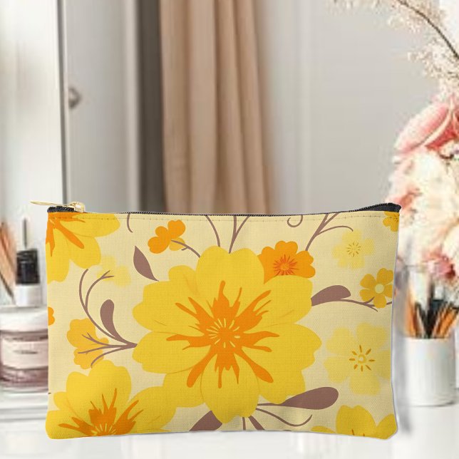 Retro Sunshine Floral-Yellow Flowers Accessory Pouch (Retro Sunshine Floral-Yellow Flowers Accessory Pouch )