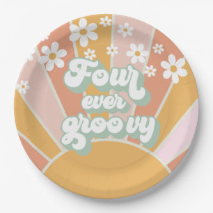 Retro Sunshine Four Ever Groovy Daisy Paper Plates