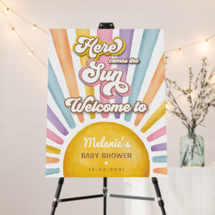 Retro Sunshine Girl Baby Shower Boho Sun Welcome Foam Board