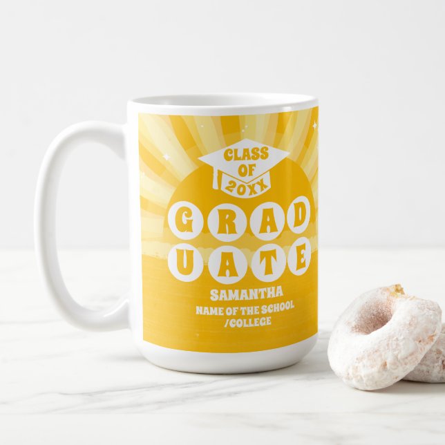Retro Sunshine Graduation Coffee Mug (With Donut)