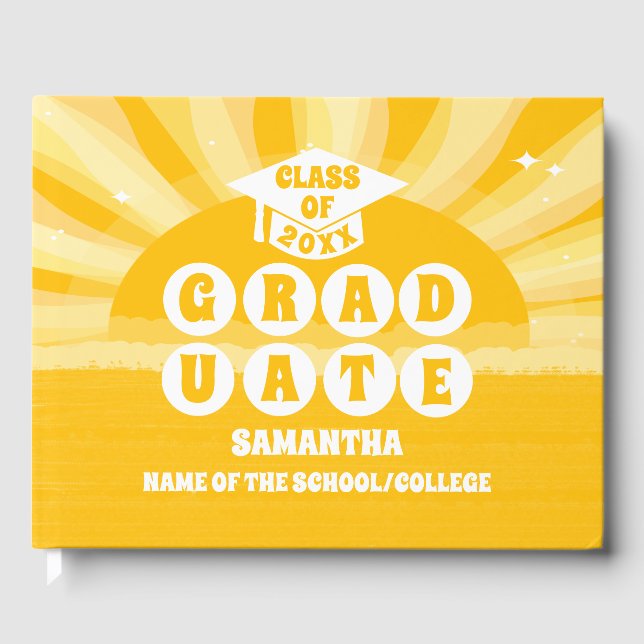 Retro Sunshine Graduation Guest Book (Front)