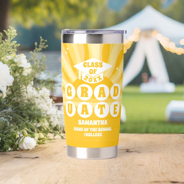 Retro Sunshine Graduation Insulated Tumbler (Wedding)