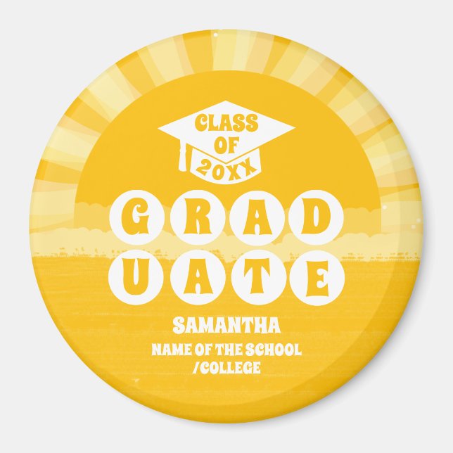 Retro Sunshine Graduation Magnet (Front)