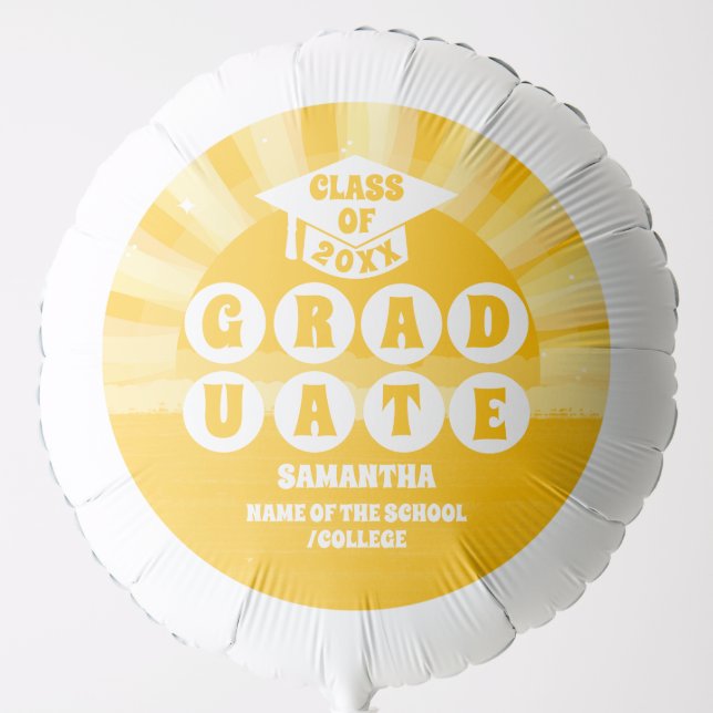 Retro Sunshine Graduation Party Balloon (Front)