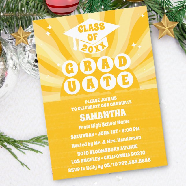 Retro Sunshine Graduation Party Invitation (Creator Uploaded)