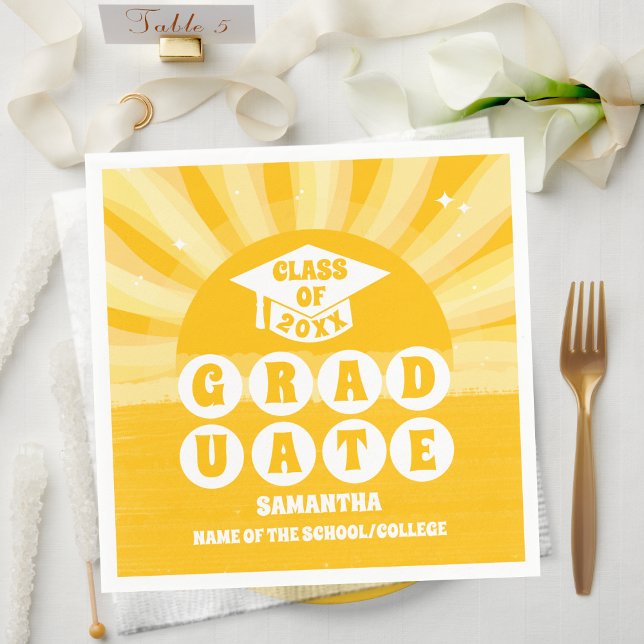 Retro Sunshine Graduation Party Napkins (Creator Uploaded)