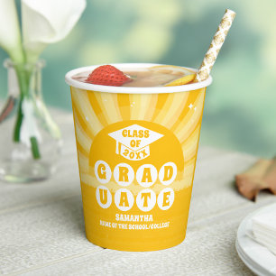 Retro Sunshine Graduation Party Paper Cups