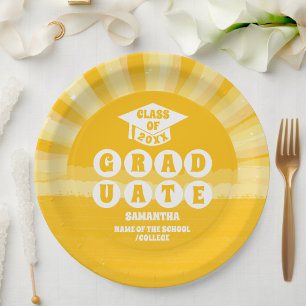 Retro Sunshine Graduation Party Paper Plates