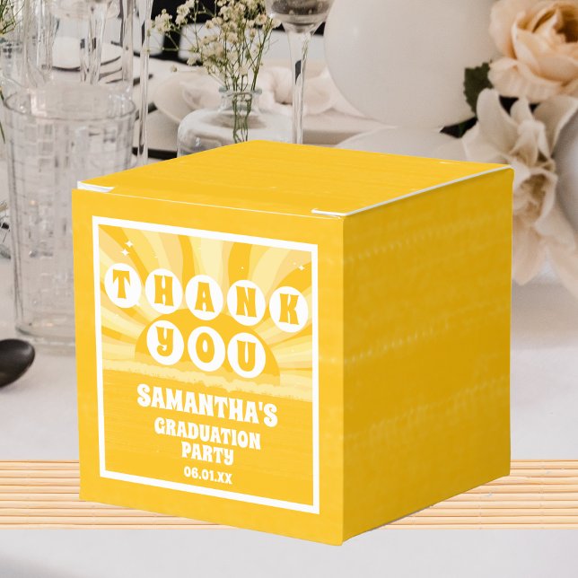 Retro Sunshine Graduation Party Thank You Favor Boxes (Creator Uploaded)
