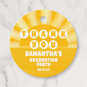 Retro Sunshine Graduation Party Thank You Favor Tags