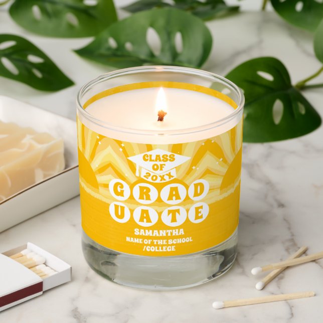 Retro Sunshine Graduation Scented Candle (Lit)