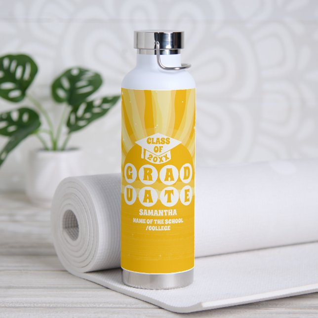 Retro Sunshine Graduation Water Bottle (Yoga)