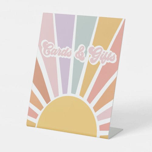 Retro Sunshine Groovy Baby Shower Cards  Gifts Pedestal Sign