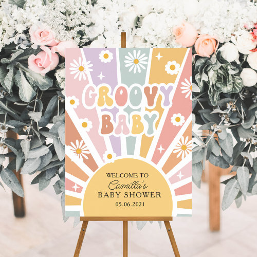 Retro Sunshine Groovy  Baby Shower Welcome 