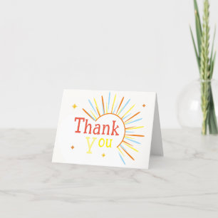 Retro Sunshine Here Comes The Son Baby Shower Letterpress Thank You Card