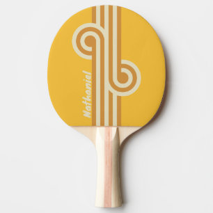 Retro Sunshine Mustard Loop with Name Ping Pong Paddle