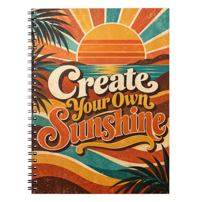 Retro Sunshine Ocean Notebook (Front)
