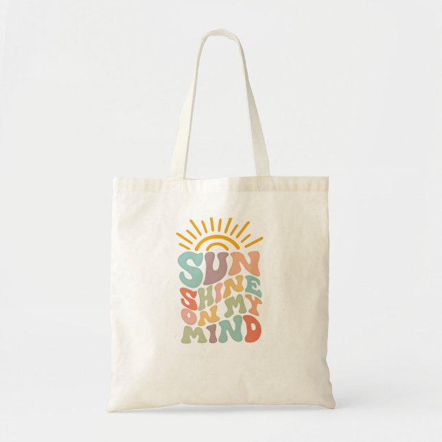 Retro Sunshine On My Mind Cute Summer Tote bags (Front)