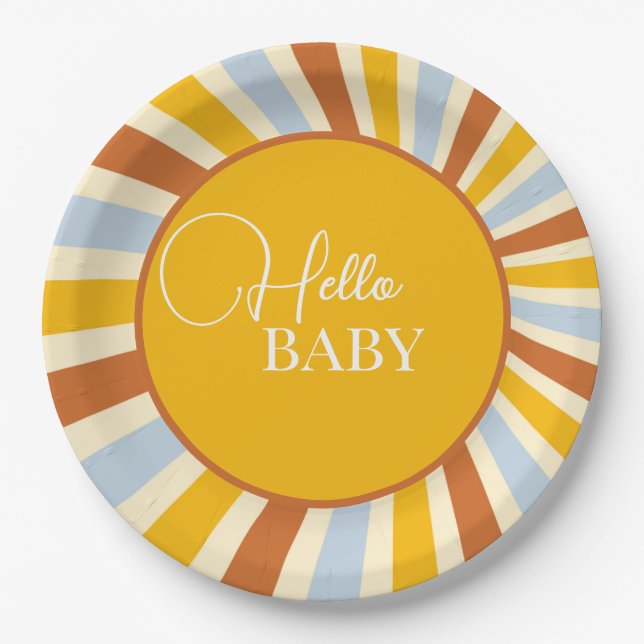 Retro Sunshine Paper Plate (Front)