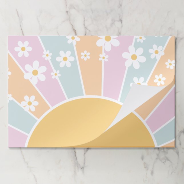 Retro Sunshine Pastel Daisy Birthday Placemat (Folded)