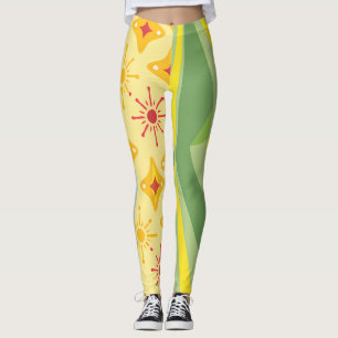 Retro Sunshine Patterns – Bold Colorful  Leggings