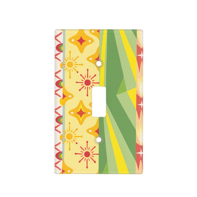 Retro Sunshine Patterns – Bold Colorful  Light Switch Cover (Front)