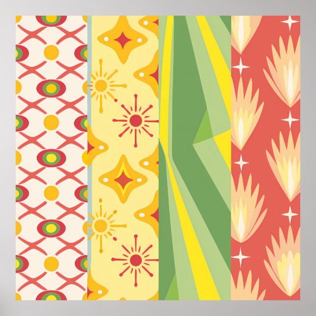 Retro Sunshine Patterns – Bold Colorful  Poster (Front)