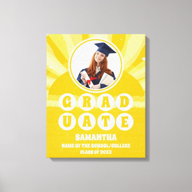 Retro Sunshine Photo Graduation Canvas Print (Front)