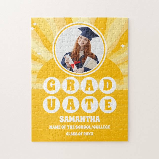 Retro Sunshine Photo Graduation Jigsaw Puzzle (Vertical)