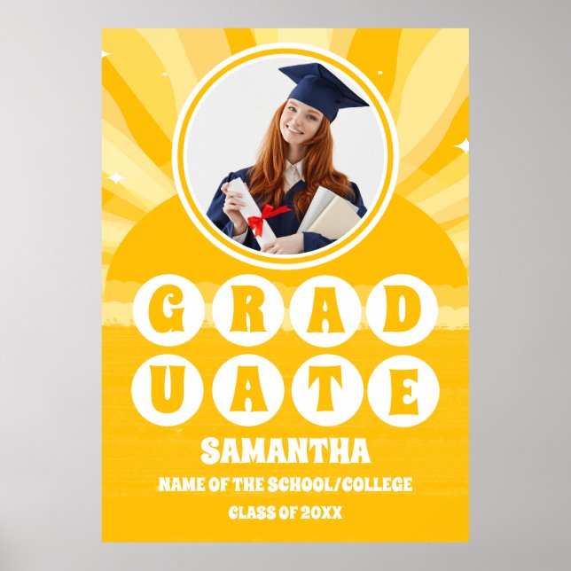Retro Sunshine Photo Graduation Poster (Front)