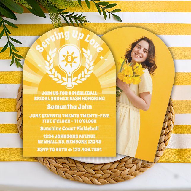 Retro Sunshine Pickleball Bridal Shower Photo Arch Invitation (Bridal Shower Invitation)