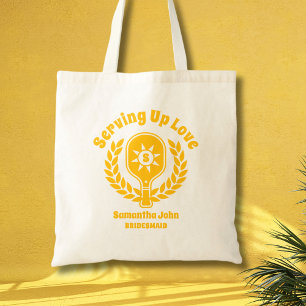 Retro Sunshine Pickleball Bridesmaid Tote Bag