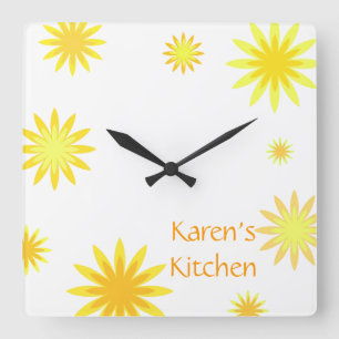 Retro Sunshine Square Wall Clock