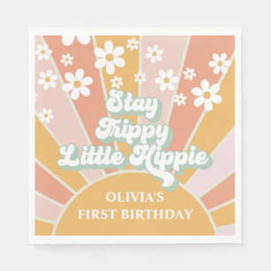 Retro Sunshine Stay Trippy Little Hippie floral Napkins