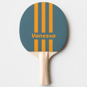 Retro Sunshine Three Pin Stripes with Name Ping Pong Paddle