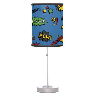 Retro Superhero Kids Pattern Table Lamp
