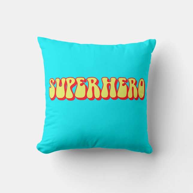 Retro Superhero Throw Pillow (Front)