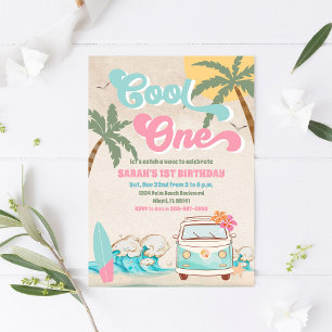 Retro Surf 1st Birthday Invitation