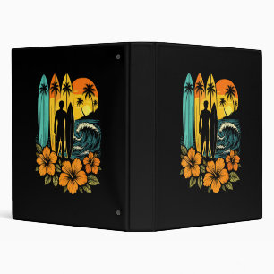 Retro Surf Beach Sunset Tropical 3 Ring Binder